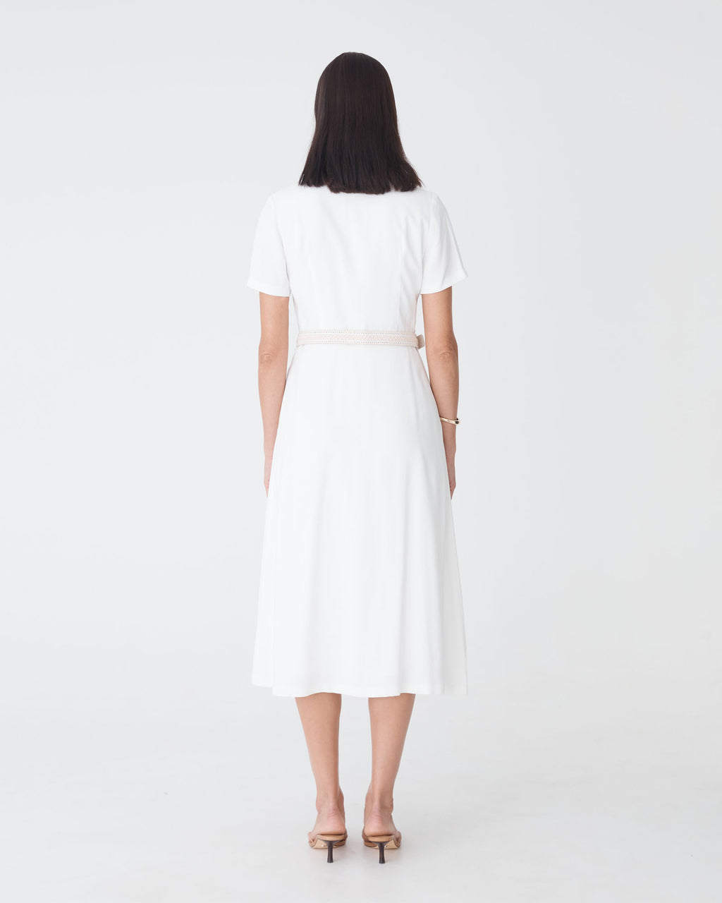 Goulbury Shirt Dress in ivory — back view