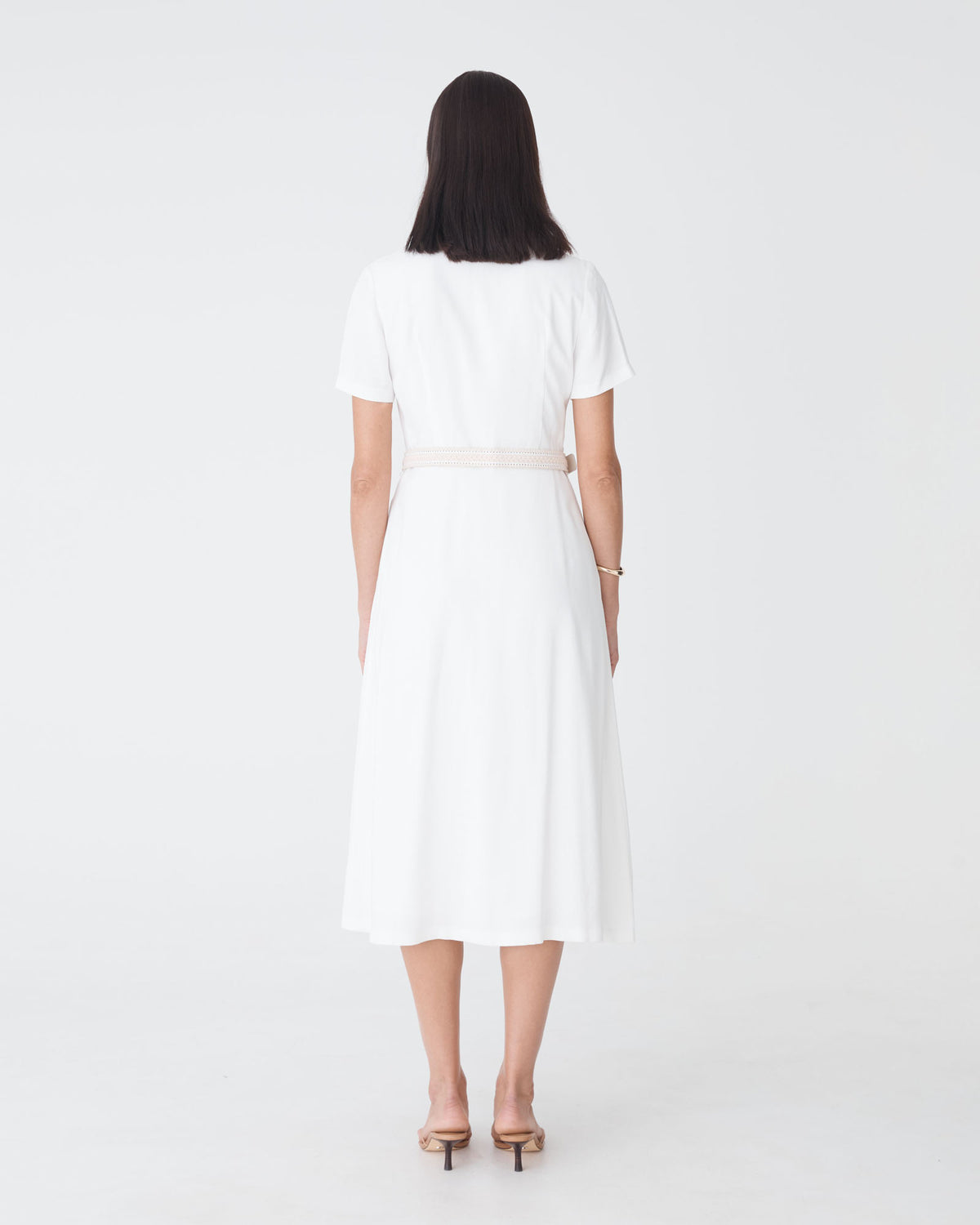 Goulbury Shirt Dress in ivory — back view