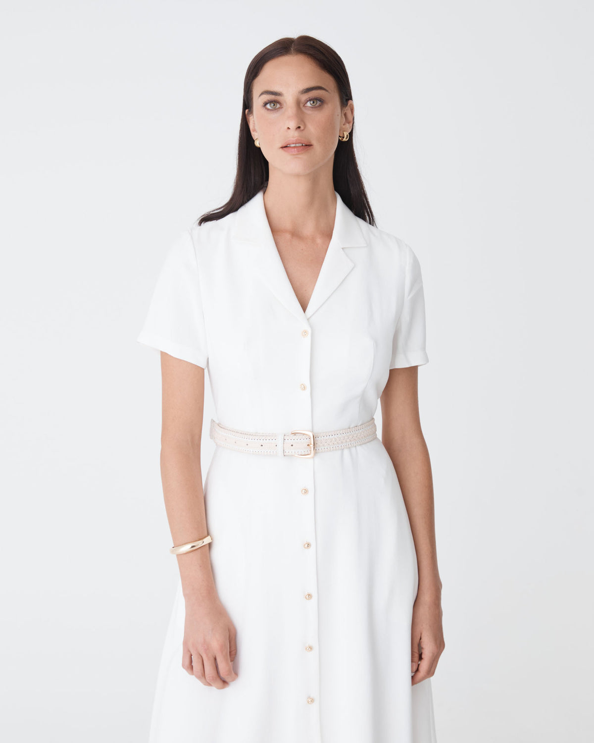Goulbury Shirt Dress in ivory — close-up view
