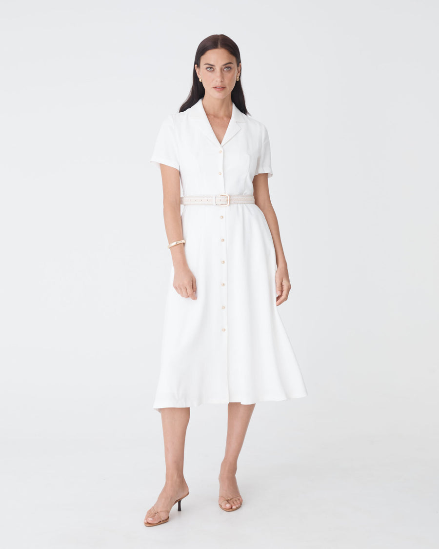Goulbury Shirt Dress in ivory — full-length view
