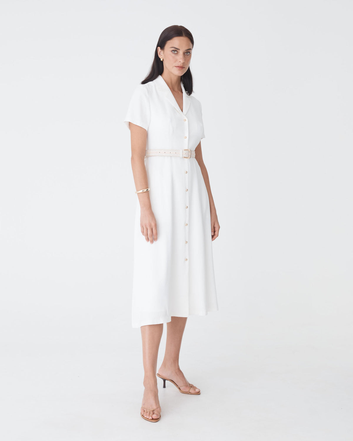 Goulbury Shirt Dress in ivory — side view