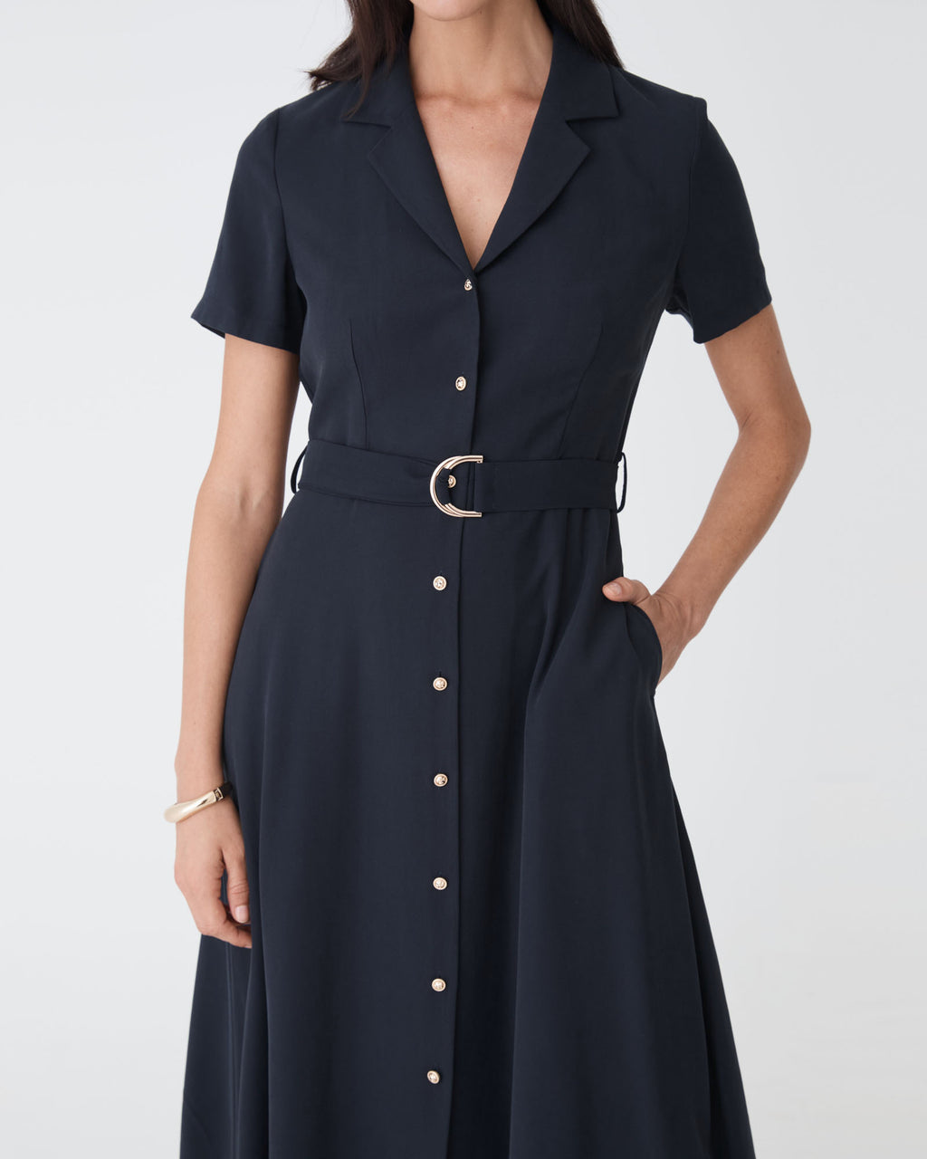 Goulbury Shirt Dress in navy — close-up view 2