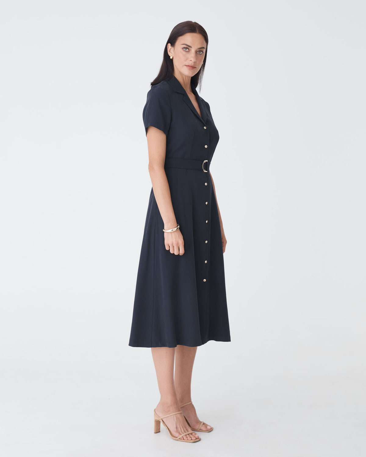 Goulbury Shirt Dress in navy — side view