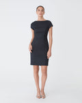 Safira Fitted Dress in black — full-length view