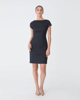Safira Fitted Dress in black — full-length view