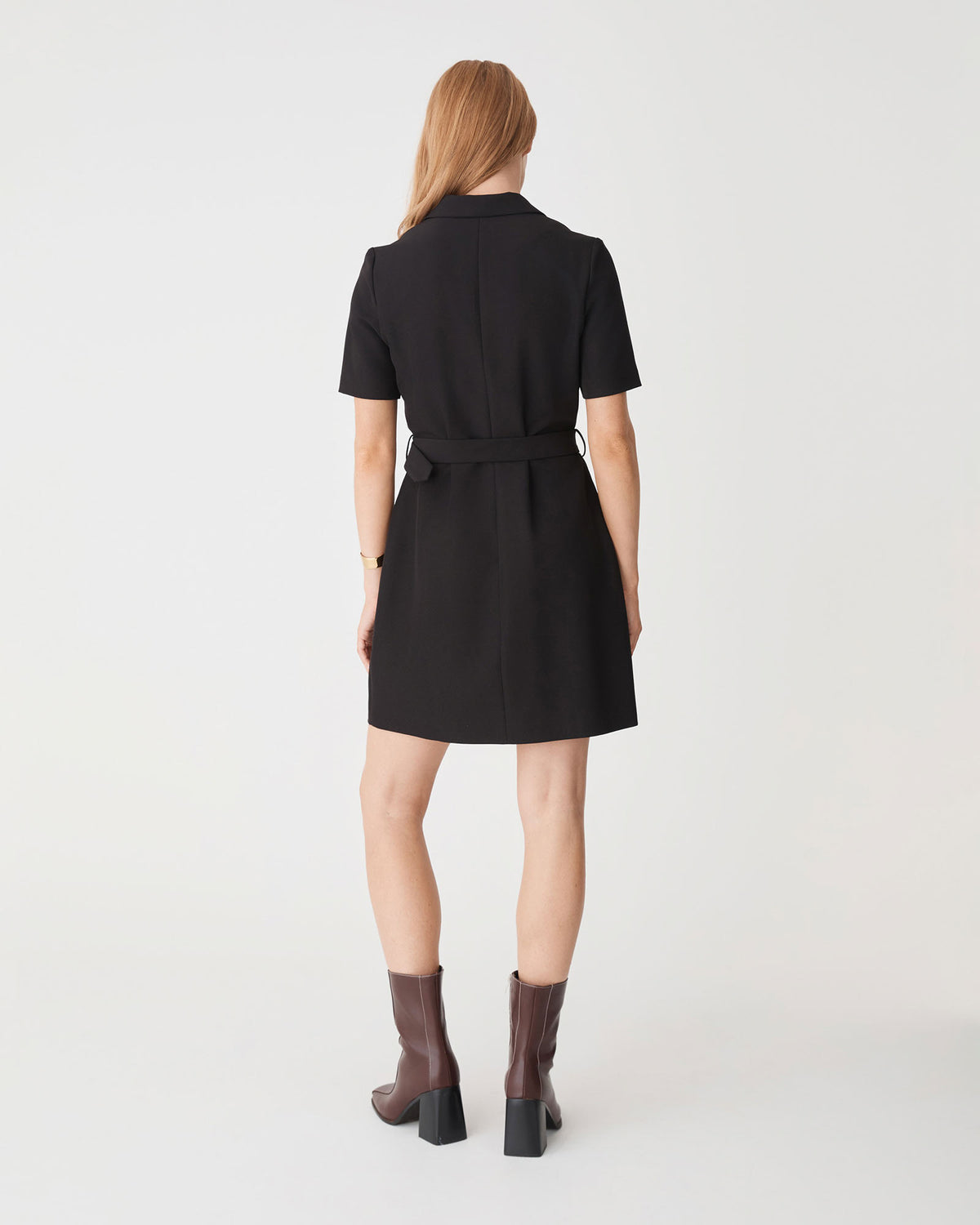Stevie Utility Mini Dress in black — back view