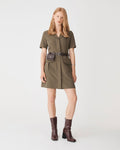 Stevie Utility Mini Dress in khaki — full-length view