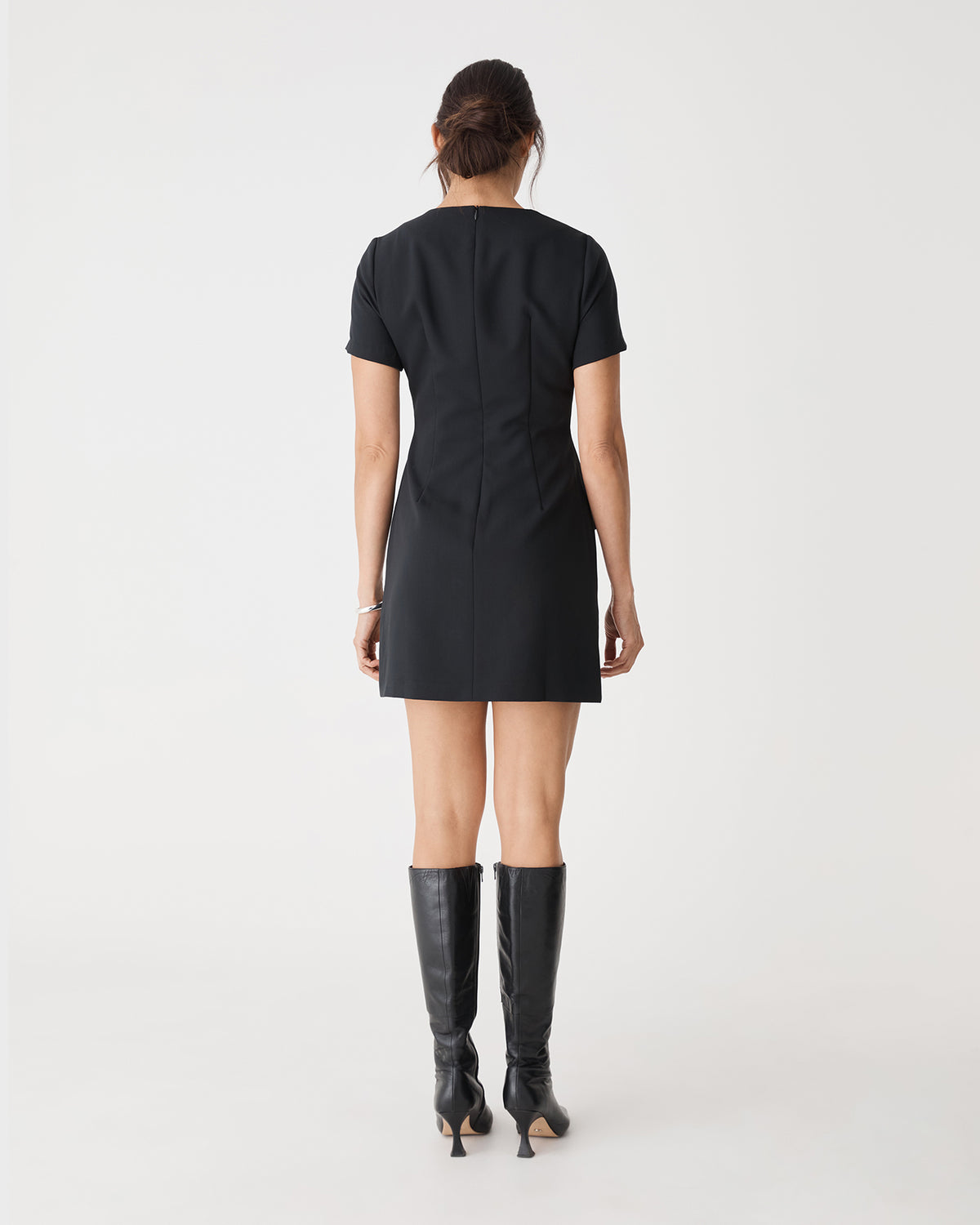 Jennifer Tailored Mini Dress in black — back view