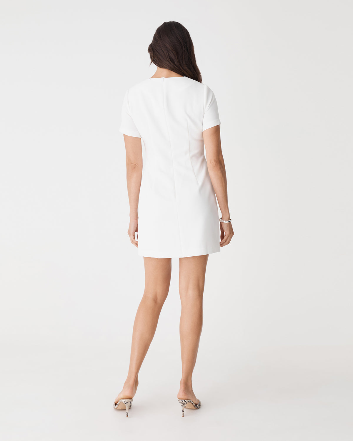 Jennifer Tailored Mini Dress in ivory — back view