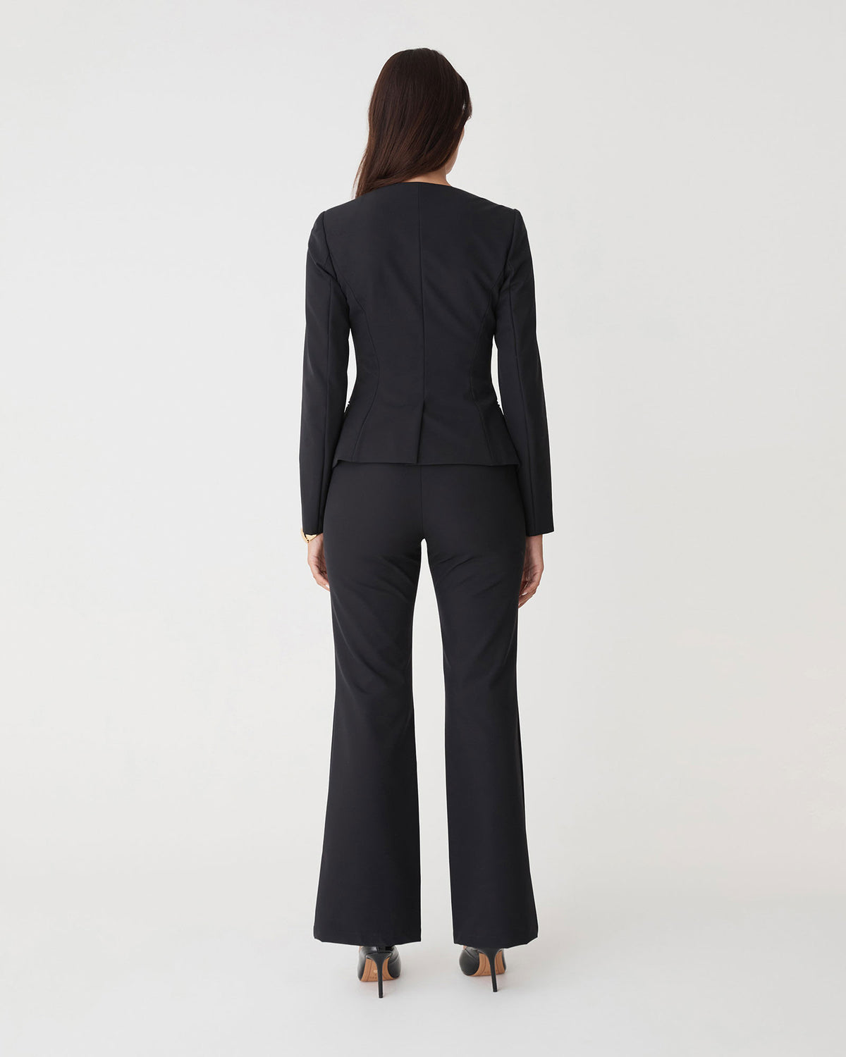 Thea Scoop Neck Blazer in black — back view