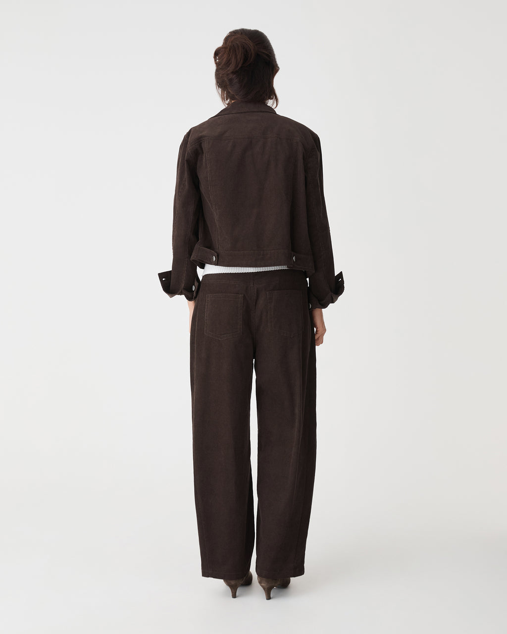 Nya Corduroy Jacket in chocolate — back view