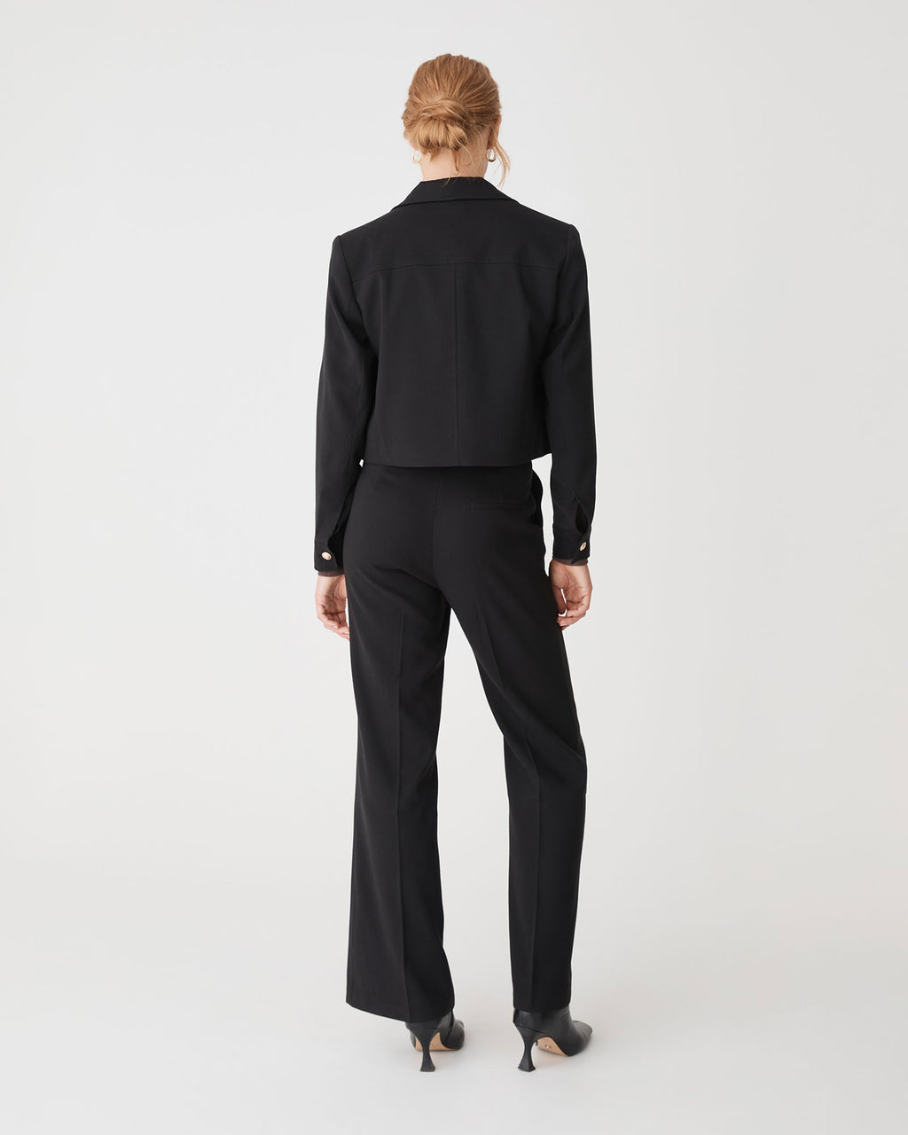 Sadie Patch Pocket Crop Jacket in black — back view