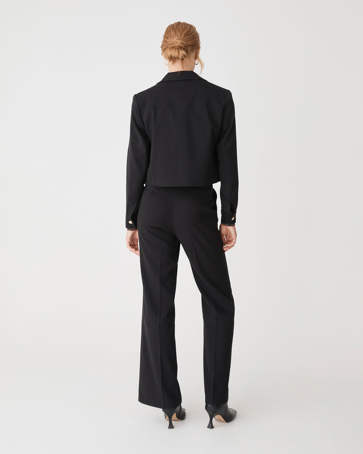 Sadie Patch Pocket Crop Jacket in black — back view