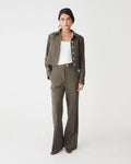 Sadie Patch Pocket Crop Jacket in dark khaki — full-length view