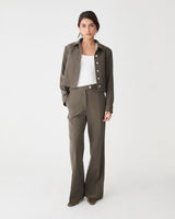 Sadie Patch Pocket Crop Jacket in dark khaki — full-length view