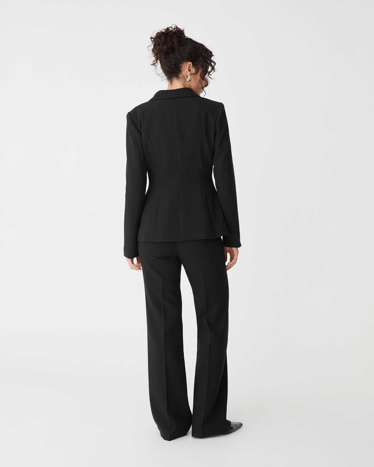 Lydia Fitted Waist Blazer in black — back view