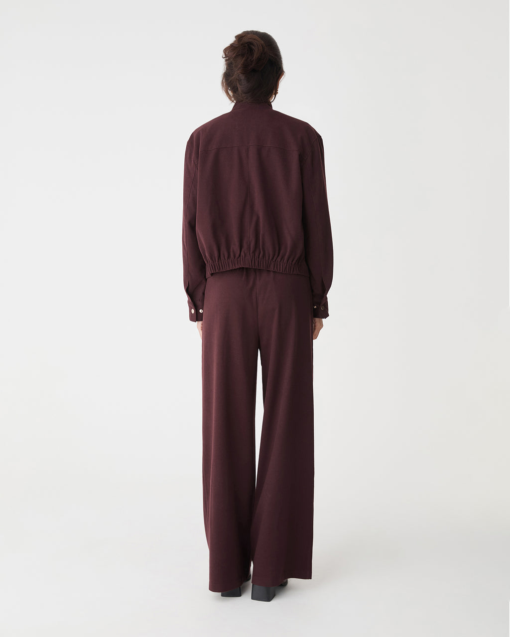 Irene Bomber Jacket in mahogany — back view
