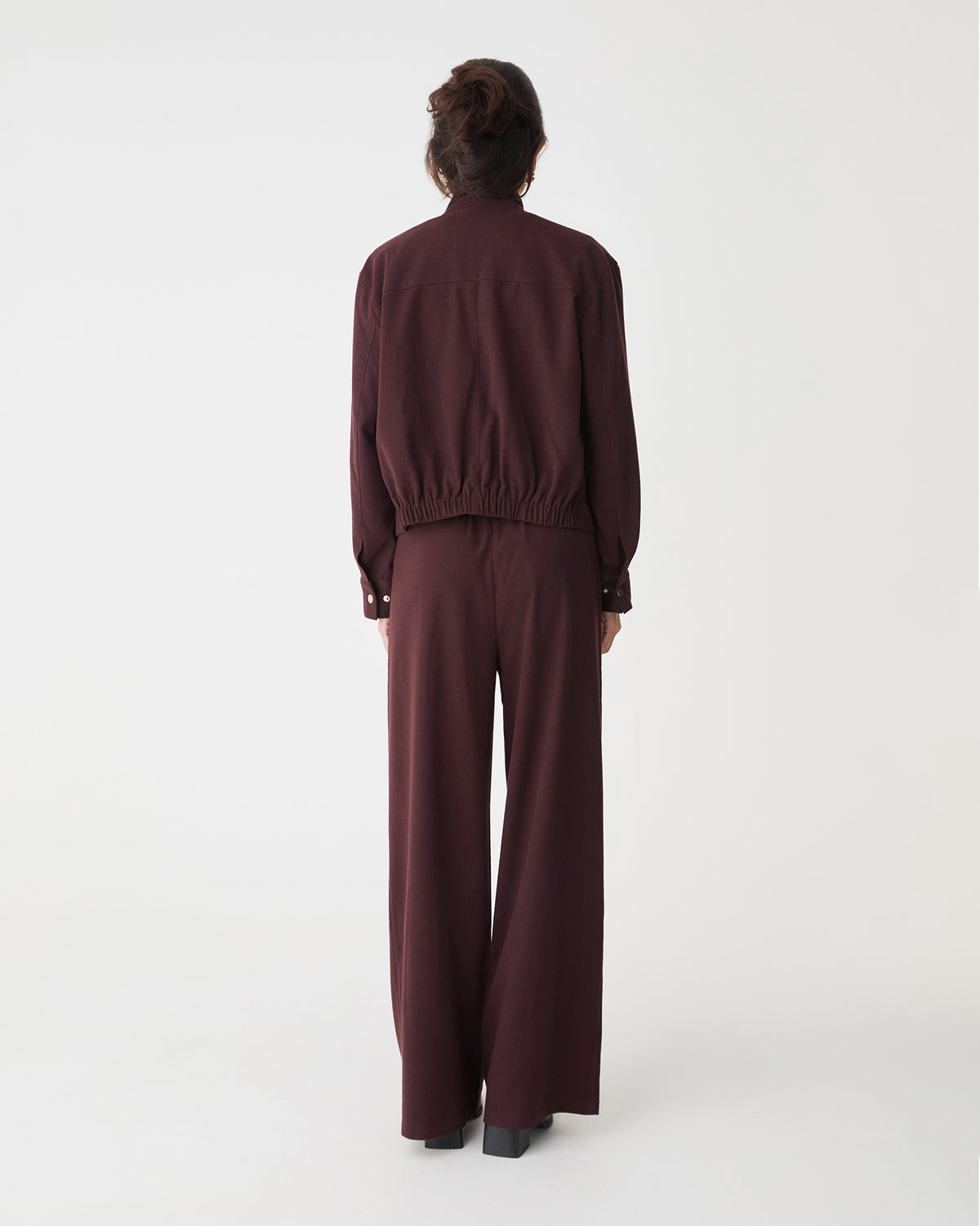 Irene Bomber Jacket in mahogany — back view