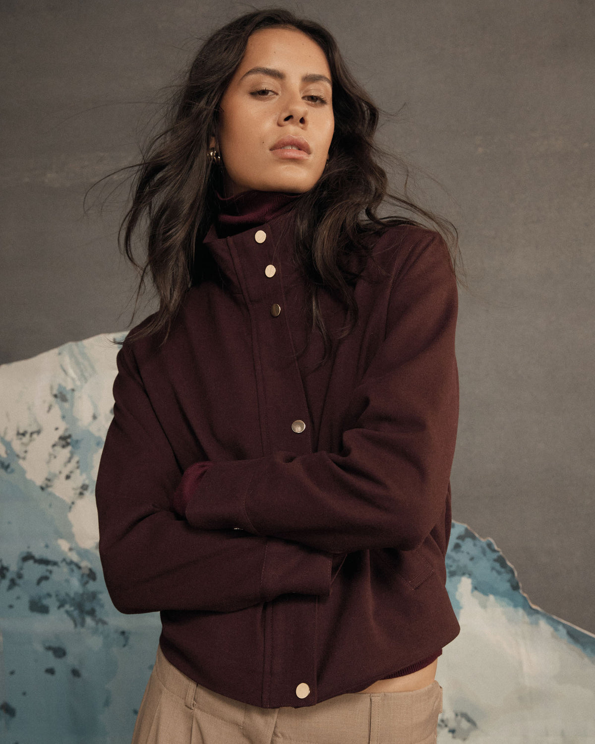 Irene Bomber Jacket in mahogany — alternate view
