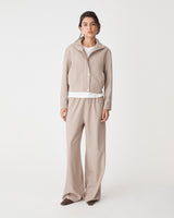 Irene Bomber Jacket in oat — full-length view