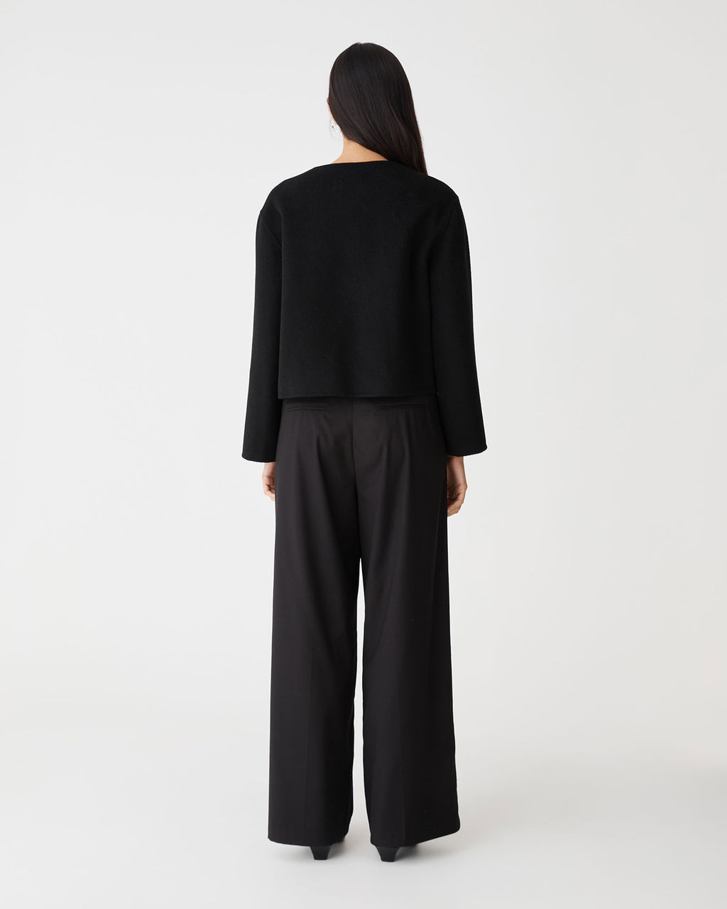 Alani Crop Wool Jacket in black — back view