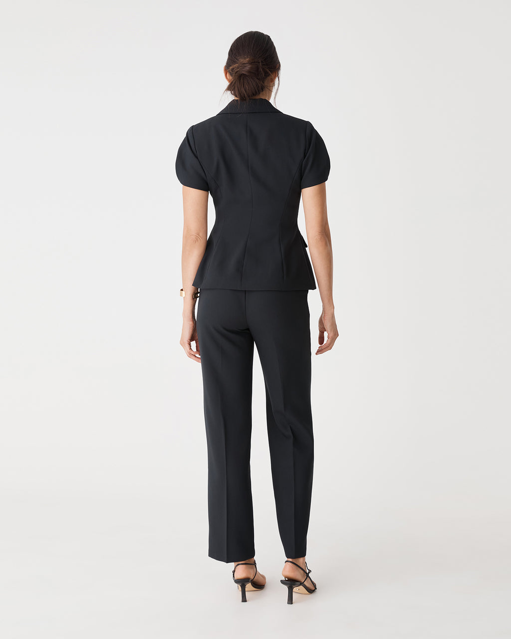 Jennifer Short Sleeve Blazer in black — back view