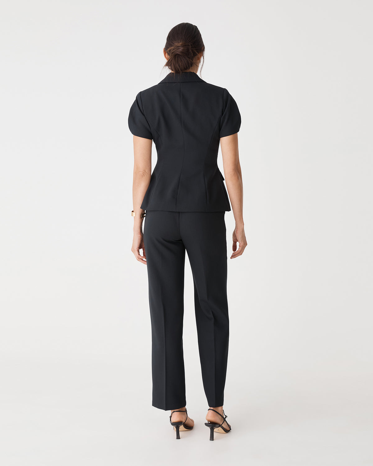 Jennifer Short Sleeve Blazer in black — back view