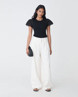Sasha Embroidery Knit Top in black — full-length view