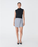 Dina Mock Neck Knit Top in black — full-length view