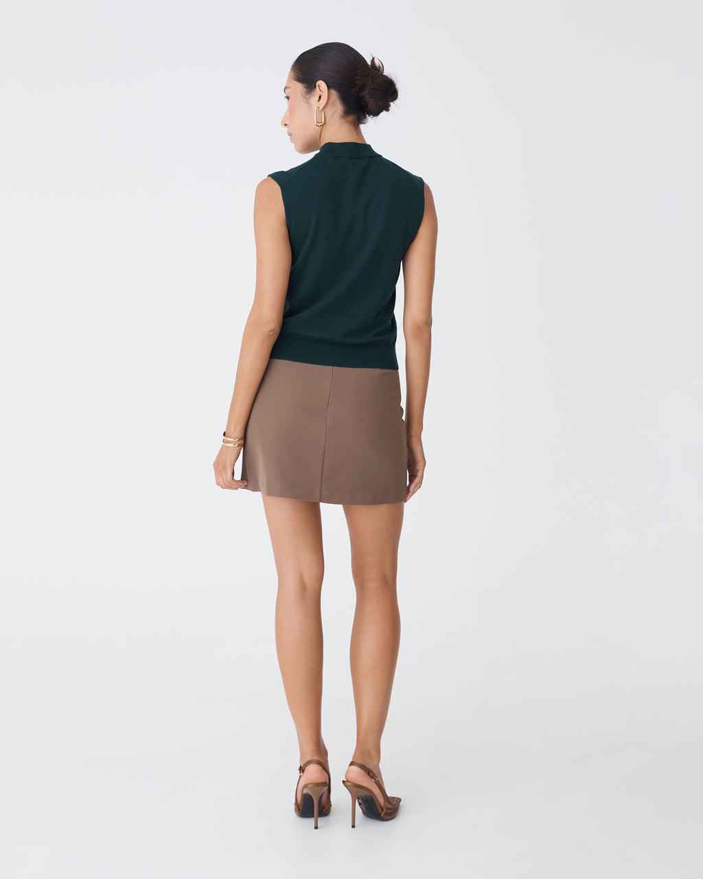 Dina Mock Neck Knit Top in teal — back view