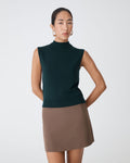 Dina Mock Neck Knit Top in teal — close-up view