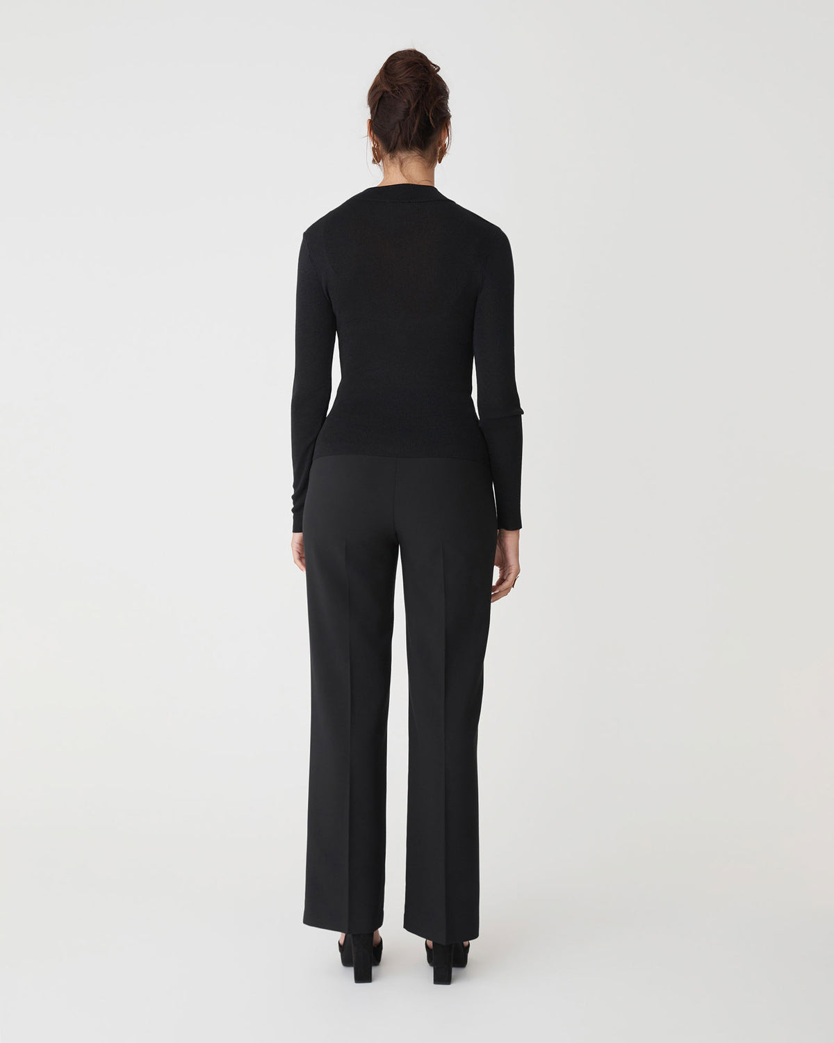 Ciara Keyhole Lurex Knit Top in black — back view