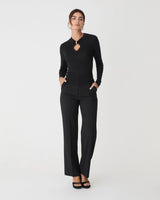 Ciara Keyhole Lurex Knit Top in black — full-length view