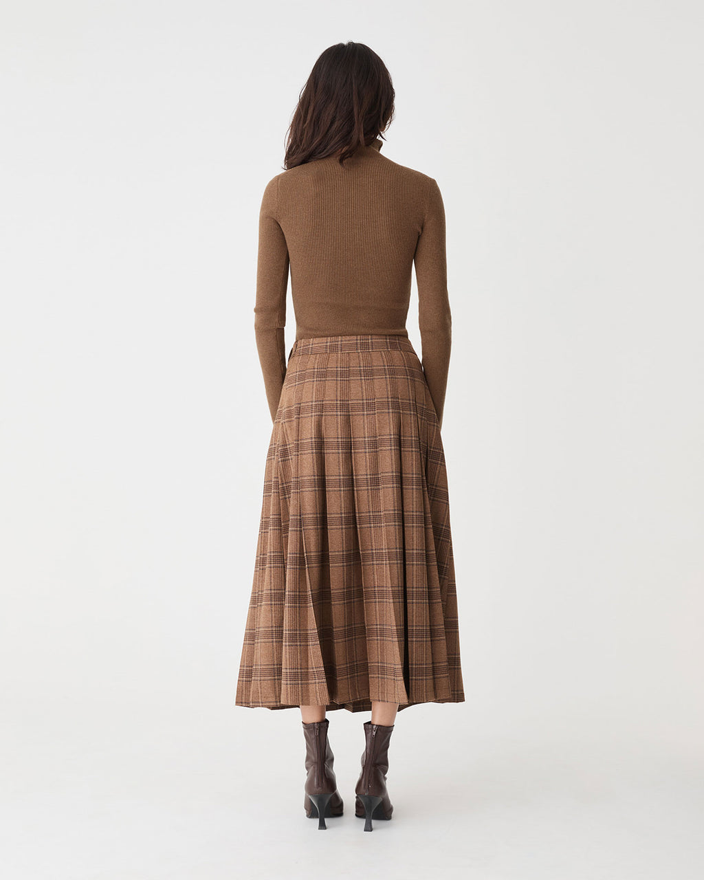 Ginny Ribbed Turtleneck Knit in coffee — back view