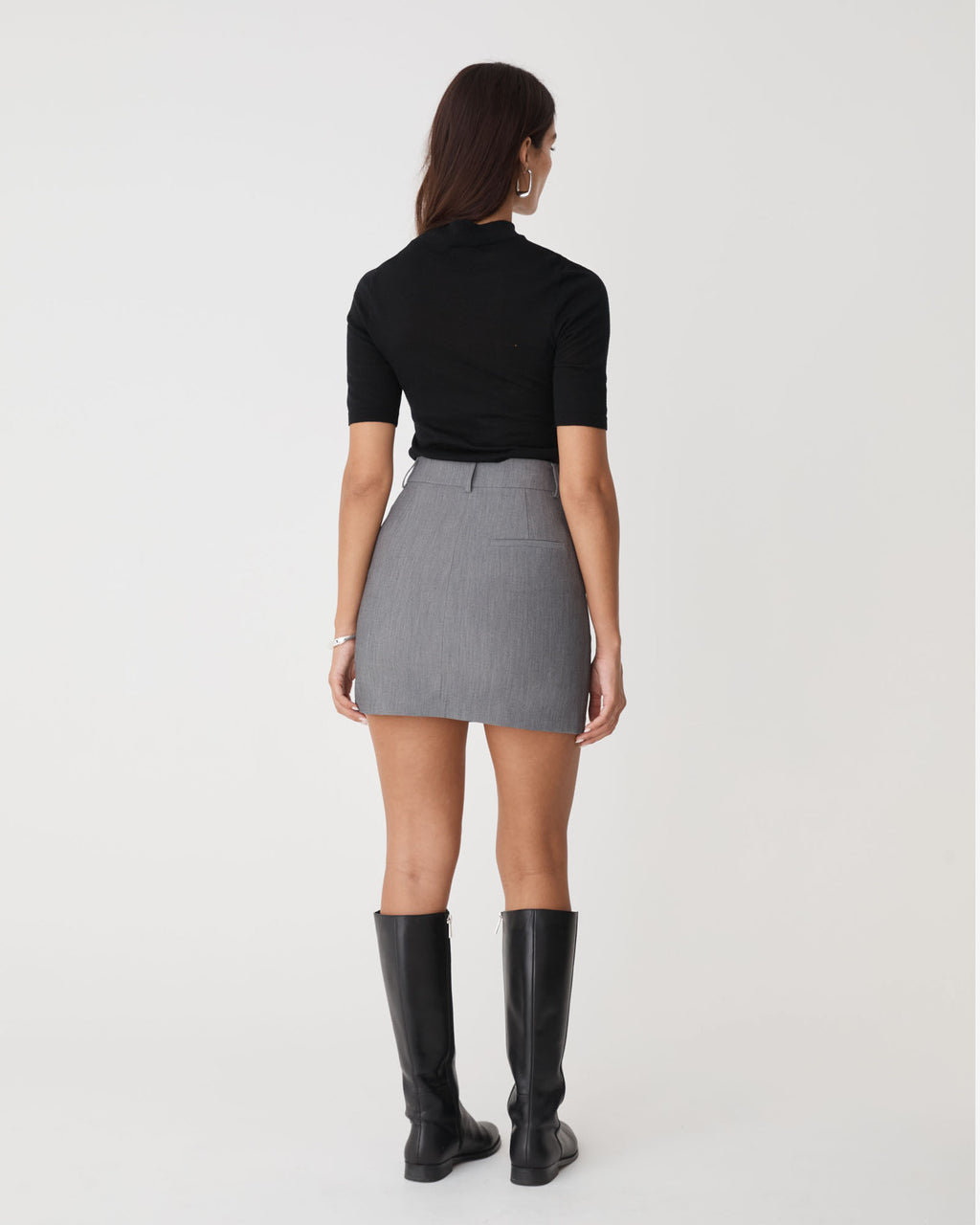Ellen Wool Short Sleeve Knit in black — back view