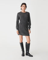 Andie Cable Knit Jumper in charcoal — full-length view