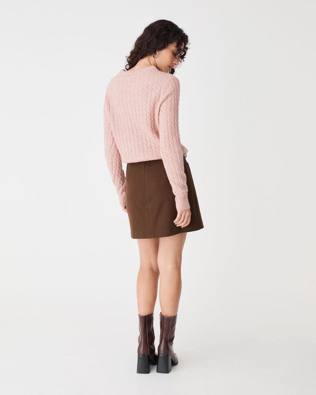 Andie Cable Knit Jumper in rose — back view