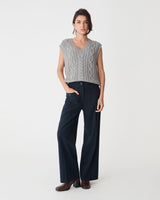 Poppy Sleeveless Cable Knit in ash marle — full-length view