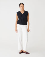 Poppy Sleeveless Cable Knit in midnight — full-length view