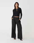 Cassie Crew Neck Cardigan in black — full-length view