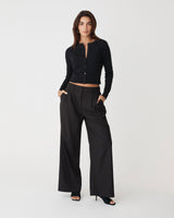 Cassie Crew Neck Cardigan in black — full-length view