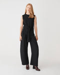 Nora Sleeveless Tie Waist Knit in black — full-length view