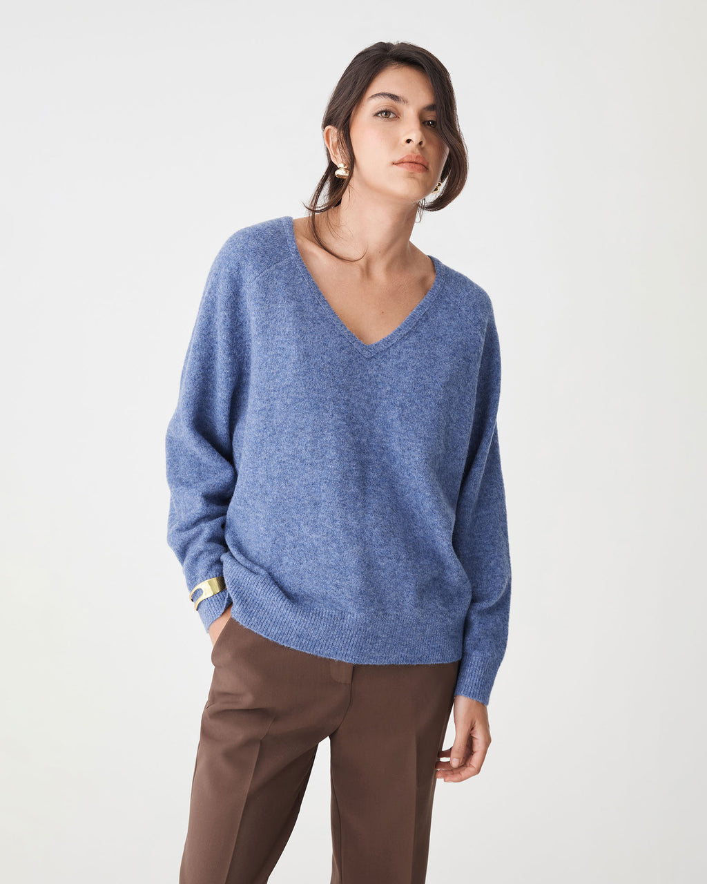 Octavia V-Neck Jumper in cornflower — view 2