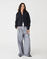 Petra Rib Knit Cardigan in midnight — full-length view