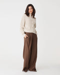 Petra Rib Knit Cardigan in oatmeal — full-length view