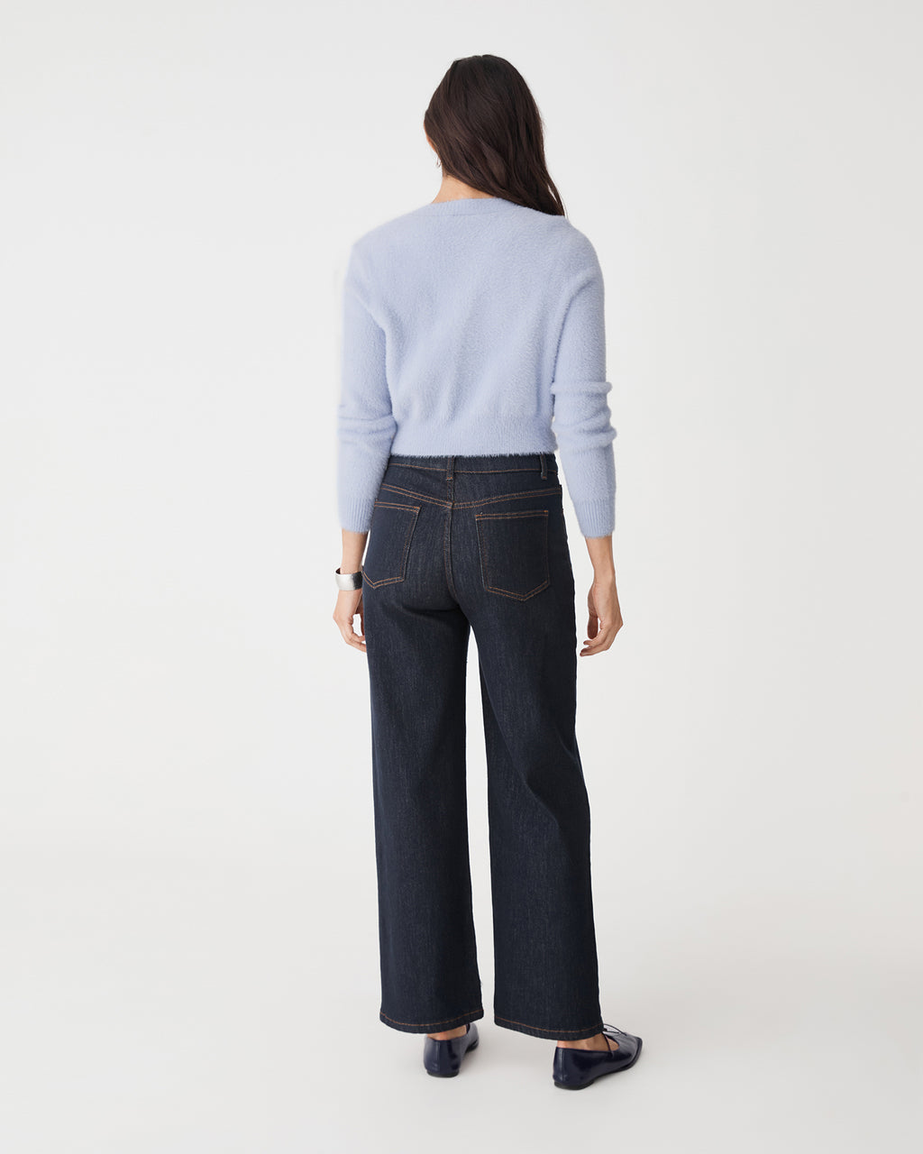 Vanessa Fluffy Cardigan in dusk — back view
