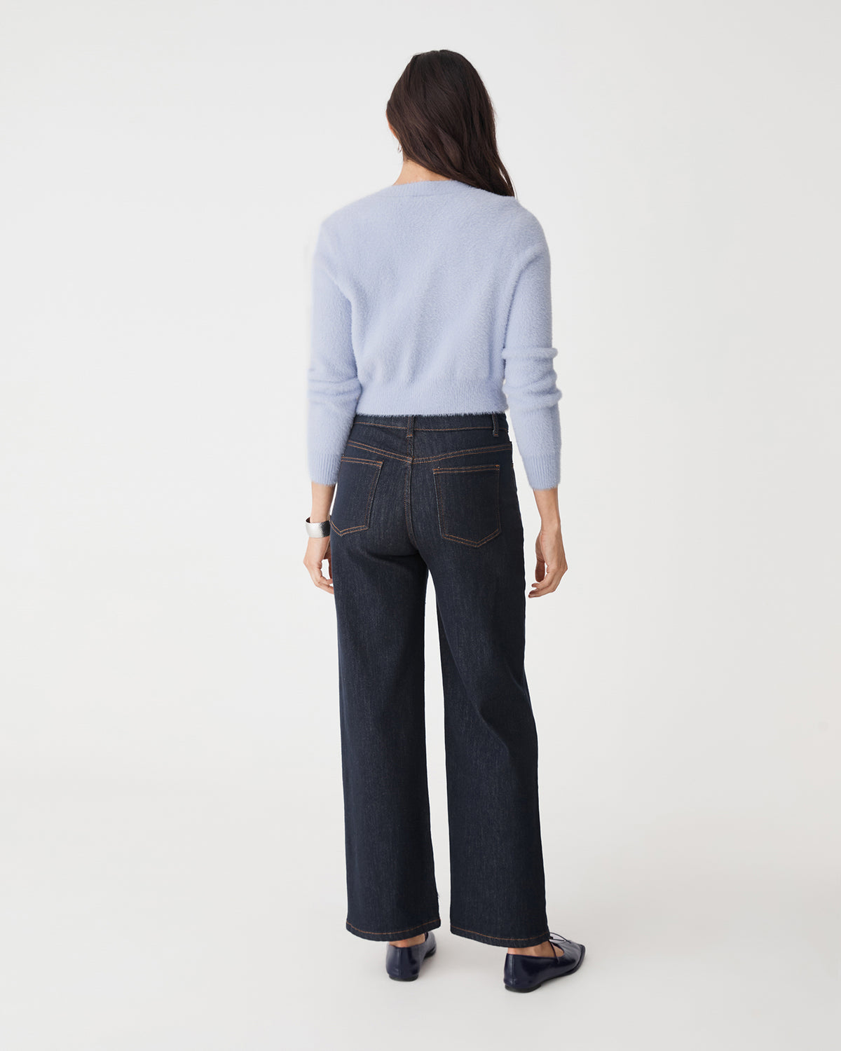 Vanessa Fluffy Cardigan in dusk — back view