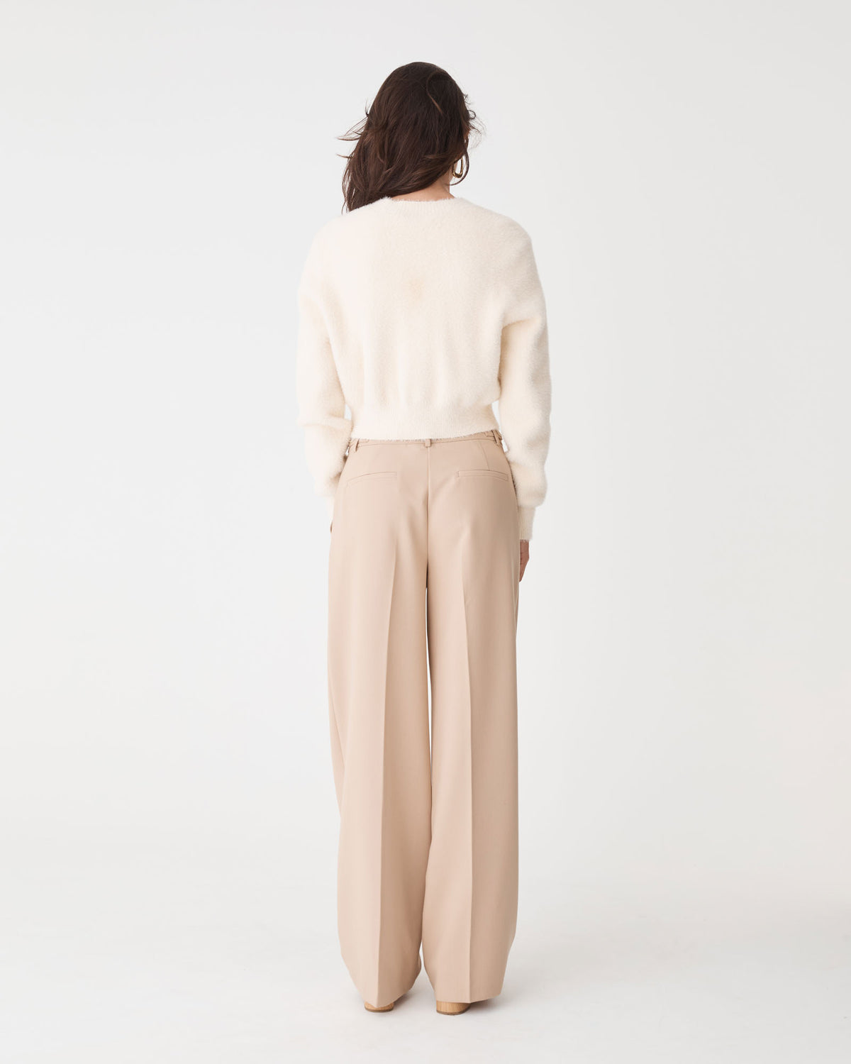Vanessa Fluffy Cardigan in eggnog — back view