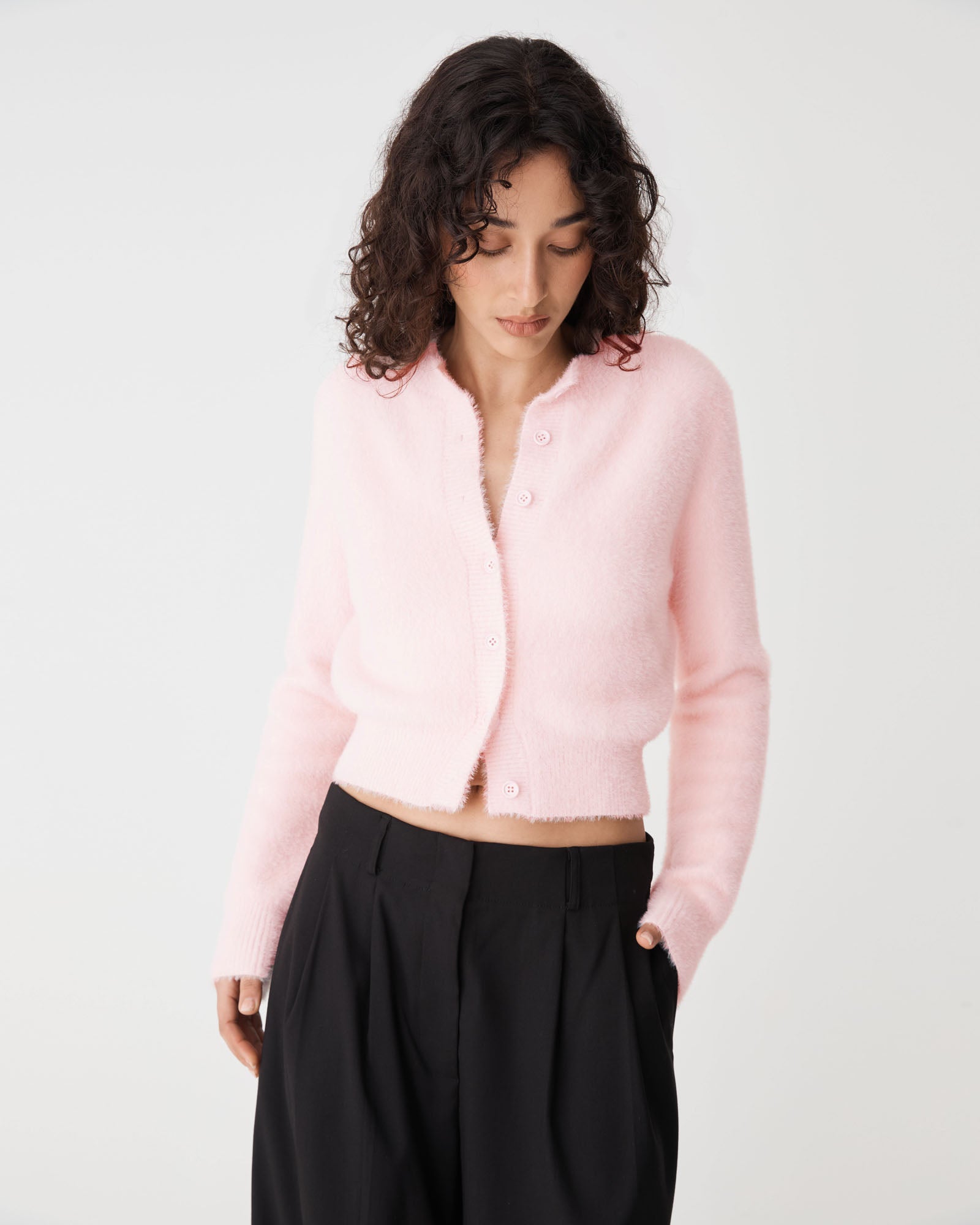 Vanessa Fluffy Cardigan Soft Pink | Knitwear | Forcast