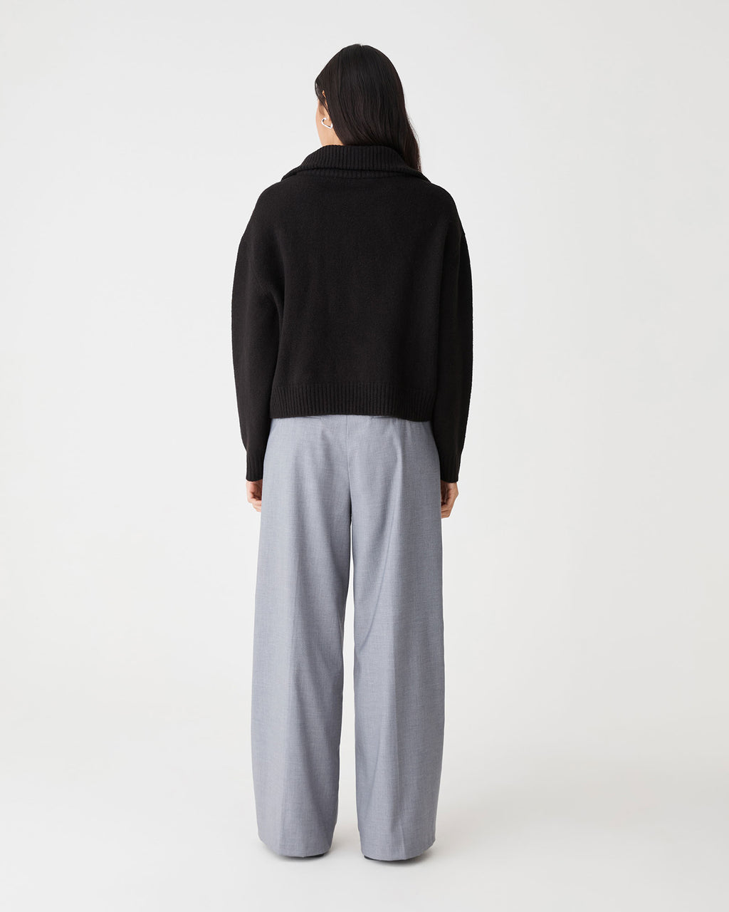 Marnie Half Zip Jumper in black — back view